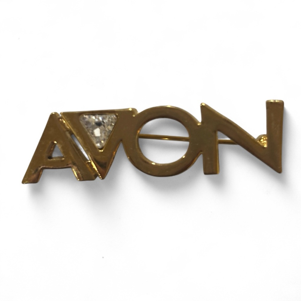 Vintage AVON Logo Brooch with Crushed Diamond Glass